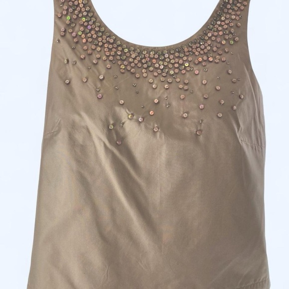J. Crew tan beaded silk cami top size 4 - Picture 1 of 3